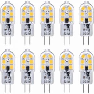 lot de 10 Ampoule LED G4 , Ampoule G4 LED 12V 2W Blanc Froid 6000K, 200LM, Équivalent Halogène G4 Bi-pin 10W 20W, LED Lampe G4 12V AC/DC pour Camping