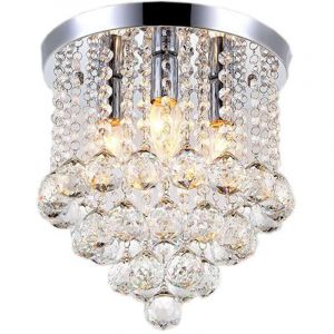Lustre Plafonnier en Cristal Moderne Style D&eacute;coration,Luminaire Acier Inoxydable avec Lampe de Plafonnier Design &Eacute;l&eacute;gant