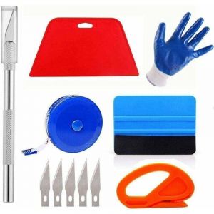 Outil professionnel de suspension de papier peint, outil d'application de papier peint avec outil de d&eacute;coupe, raclette en feutre, raclette rigide,