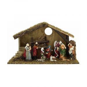 Crèche de Noël 11 santons en résine L.45cm - SILUMEN