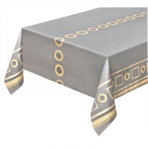 Emmevi Mv S.p.a. - Nappe de Cuisine AntiTaches M&eacute;tallis&eacute; Table Maison D&eacute;cor&eacute; Cl&eacute; Grecque Dor&eacute;e - 140x50 Cm