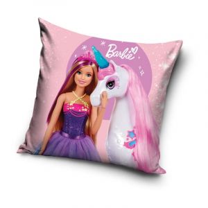Taie d'oreiller 3D pour enfant 40x40 Barbie et Licorne