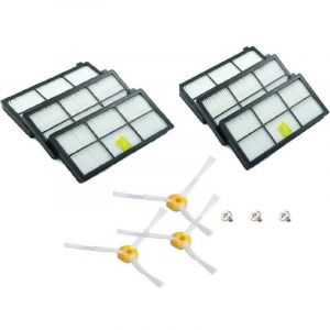 Kit Pi&egrave;ces de Rechange pour 6 filtres et 3 Brosse Compatible avec iRobot Roomba s&eacute;ries 800 et 900 (850 860 870 871 880 890 960 980). -Kit 9 pi&egrave;ces