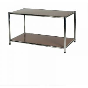 Easy &eacute;tag&egrave;re m&eacute;tallique biblioth&egrave;que chrom&eacute;e 2 tablettes marron cm 40 x 80 x h. 40,5 cuisine salle de bains garage placard cuisine salle de bains