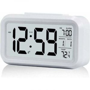 Lablanc - R&eacute;veil Digital R&eacute;veil Matin, Horloge Num&eacute;rique R&eacute;veil &agrave; Pile Silencieux pour Enfants Adultes Grand &eacute;cran led Temp&eacute;rature Calendrier(Blanc)