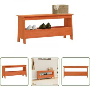 The Living Store Banc d'entrée cire marron 100x28x45 cm bois de pin massif - Banc Entrée - Banc Coffre - Banc Bois - Meuble Rangement - Décoration