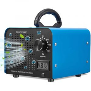 G&eacute;n&eacute;rateur d'ozone, g&eacute;n&eacute;rateur de machine d'ozone de haute capacit&eacute; 60000mg/h avec minuteur de 120 min, &eacute;liminateur d'odeur d'ozone portable, bleu