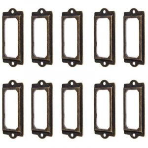 50Pcs porte-&eacute;tiquette 60 x 17 mm m&eacute;tal bronze vintage porte-&eacute;tiquette porte-cartes biblioth&egrave;que tiroir armoire