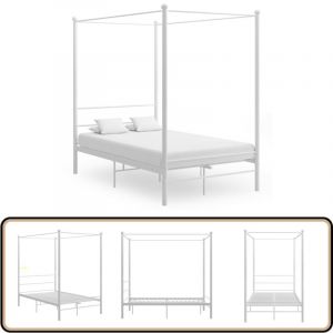 Vidaxl - Cadre de lit à baldaquin sans matelas blanc 140x200 cm métal - Cadre De Lit - Lit à Baldaquin - Lit Double - Lit Design - Lit Moderne