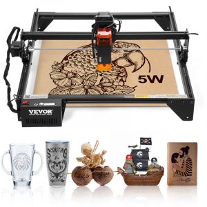 Machine a Graver Laser 5 w Graveur Laser Zone de Travail 38x40 cm Vitesse de Deplacement 10000 mm/min Point Compresse, Protection Oculaire, Machine