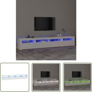 Meuble tv avec lumières led Blanc 240x35x40 cm - Meubles Tv - Meuble Tv - Télévision - Luminaire Led - Éclairage Led - The Living Store
