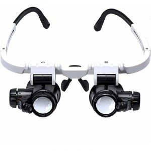 KZQ - Lunette Loupe avec 2 Lumières led Loupe Binoculaire Lampe Loupe Grossissante pour Horloger, Lecture, Bijoutier, Couture 8X-15X-23X