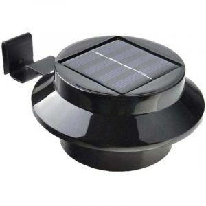 Lumi&egrave;re solaire de cl&ocirc;ture de goutti&egrave;re pour jardin de cl&ocirc;ture ext&eacute;rieur, lumi&egrave;re blanche chaude, noir