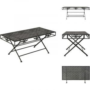 Table basse pliante Style vintage Métal 100x50x45 cm Noir - Table Basse Pliable - Table D'appoint - Style Vintage - Table En Métal - Meuble Salon