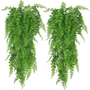 Plante Artificielle Retombante - 2 Pi&egrave;ces Fausse Feuilles de Lierre Murale pour Int&eacute;rieur Ext&eacute;rieur, D&eacute;co Verdure pour Salon Jardin Mariage