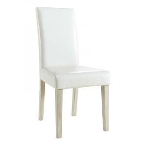 Demeyere - Chaise dossier haut blanc pu Guevara - Blanc - Blanc