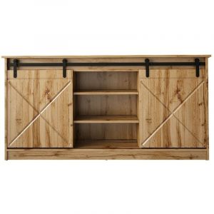 Commode de rangement Meuble universel couleur Chêne wotan 160x81x35cm grange porte coulissante