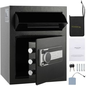 Coffre-fort de dépôt 1.7 Cub, coffre-fort à fente de dépôt avec serrure à code électronique et 2 clés d'urgence, 17,71'' x 13,77'' x 13,77'',