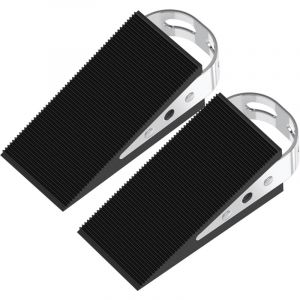 2 Pièces Cale de Porte en Caoutchouc Cale de Porte Cale-Porte Mobile Protection de Porte Noir Cale en Caoutchouc Antidérapant avec Supports en Acier