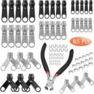 85 Pcs Remplacement Zip Curseur Fermeture Eclair, Kit de R&eacute;paration de Fermeture avec Mini pinces, Remplacement de fermeture &agrave; Glissi&egrave;re pour