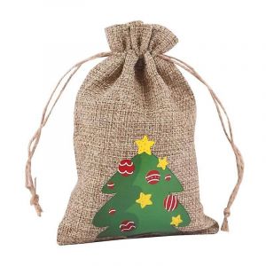 10Pcs Noël Jute Sacs Cordon de Serrage Pochette Toile de jute Cadeaux Sac Party Candy Pouchs