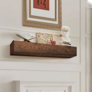Vevor - Etagere Flottante Murale de Cheminee, 152 x 20,3 x 15,24 cm, Manteau de Cheminee Flottant en Bois Naturel, Capacite de Charge 22,7 kg,