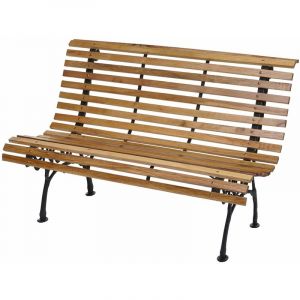 Jamais utilisé] Banc de jardin HHG-695, banc du parc, banquette en bois, fonte, 3 places, 122cm, 22kg, marron clair