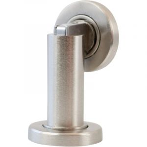 Butoir de porte magn&eacute;tique MS010 en aspect acier inoxydable - But&eacute;e de porte avec mat&eacute;riel de fixation au sol et au mur - Bloc Porte aimant&eacute; - &Oslash; 5cm,