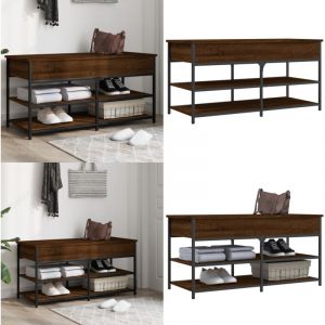 Vidaxl - Banc &agrave; chaussures ch&ecirc;ne marron 100x42,5x50 cm bois d'ing&eacute;nierie - Banc &agrave; Chaussures - Banc Coffre - Rangement Chaussures - Meuble Entr&eacute;e