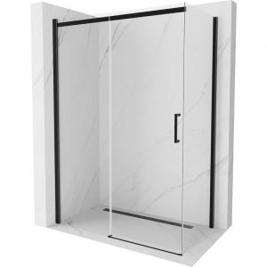 Mexen - Omega cabine de douche coulissante 150 x 80 cm, transparent, noir - 825-150-080-70-00