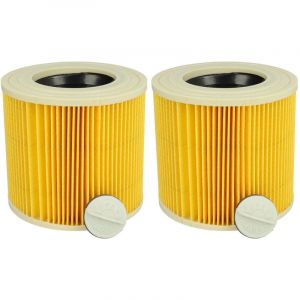 Lot de 2x filtres &agrave; cartouche compatible avec K&auml;rcher a 2236 x pt, a 2251 Me F1 aspirateur &agrave; sec ou humide - Filtre pliss&eacute;, jaune - Vhbw