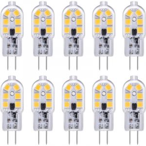 Ampoule LED G4 Lot de 10 ampoules LED G4 12 V 2 W blanc froid 6000 K, 12 LED, remplacement pour ampoule halog&egrave;ne G4 10 W-20 W, 200 lm, AC DC 12 V G4