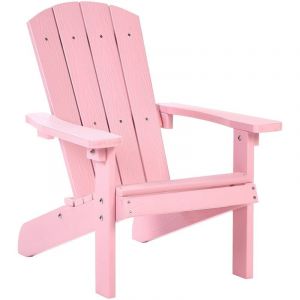 Chaise de Jardin pour Enfants en Plastique Effet Bois Pour Terrasse Patio Rose Clair Adirondack