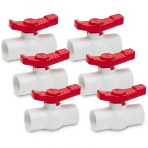 Lot de 6 robinets &agrave; boisseau sph&eacute;rique en pvc de 32 mm, robinet d'arr&ecirc;t d'eau, robinet &agrave; tournant sph&eacute;rique, fonctionnement &agrave; 90 degr&eacute;s, raccords de
