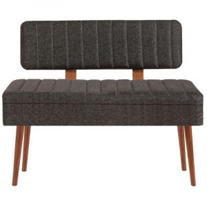 Banquette-coffre capitonn&eacute;e avec dossier L105cm Molva Bois fonc&eacute; et Anthracite