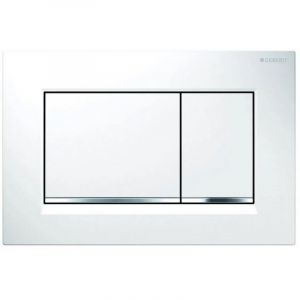 Plaque de commande &agrave; deux quantit&eacute;s blanc et chrom&eacute; - Geberit Sigma30