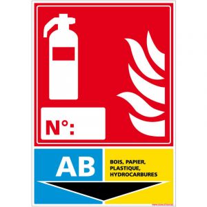 Panneau Extincteur Classe ab Incendie (A0233). Panneau Extincteur Incendie. Classe d'extincteur ab en autocollant, pvc ou Alu - Adhésif - 210 x 300 mm