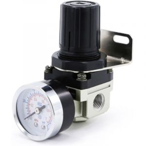 R&eacute;gulateur de pression d'air, AR2000-02 G1 / 4 Compresseur &agrave; Commande Pneumatique avec Manom&egrave;tre, 1/4" Soupape Jauge R&eacute;glable de Pression d'Air en
