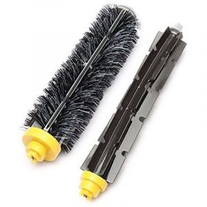 Lot de 2 rouleaux principaux, brosse centrale pour iRobot Roomba s&eacute;rie 600 et 700. Brosse pour iRobot Roomba multifonction en poils et silicone