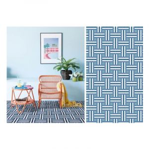 Mosa&iuml;que 2,5x2,5cm motif g&eacute;om&eacute;trique Palm Springs Sycamore (2 couleurs) Brillant / Poli boite de 2 m2 - Mosa&iuml;que 2,5x2,5 cm Bleu - bo&icirc;te de 2 m2 - Mo