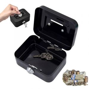 Petite Caisse Forte, &Eacute;l&eacute;gante caisse &agrave; monnaie, 11,5 x 8,5 x 5,8 cm, Caisse avec Serrure &agrave; Cl&eacute;, Coffre fort, Caisse &agrave; monnaie, Caisse en Acier