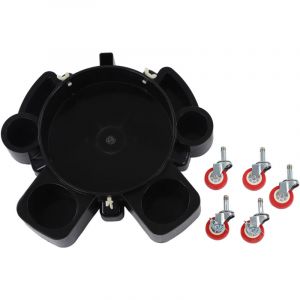 Chariot &agrave; seau roulant noir multifonctionnel pour le lavage des d&eacute;tails de voiture avec 5 roulettes pivotantes robustes.