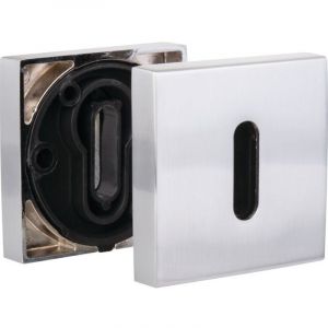 Rosace carr&eacute;e zamak chrom&eacute; satin&eacute; pour watford et croxley - Cl&eacute; l Brionne