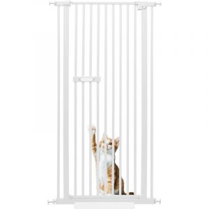 Barri&egrave;re de s&eacute;curit&eacute;, extra haute, 76 &agrave; 85 cm, extensible, pour animaux de compagnie, chiens et chats, blanche, 150 cm