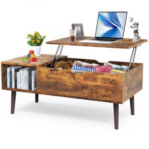 Table basse, tables basses relevables pour le salon, table basse relevable extensible，Avec compartiment de rangement caché，table basse relevable