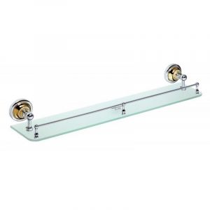 Bemeta - Etag&egrave;re murale de douche retro en verre et en chrome-or 60x9x12 cm
