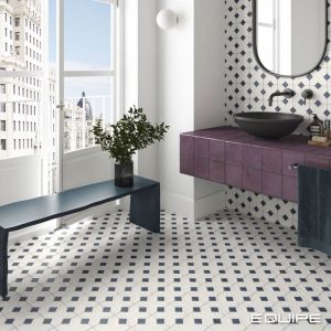 Carrelage gr&egrave;s c&eacute;rame effet rustique AL ANDALUS Cabochon Blue night - Mat - bo&icirc;te de 0.13 m2