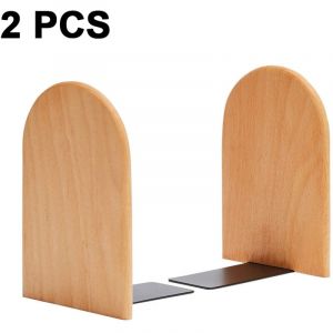 Serre-livres en bois, 1 paire, antid&eacute;rapant, h&ecirc;tre allemand, support de livre de bureau (Buche-A),t&ecirc;te ronde en h&ecirc;tre