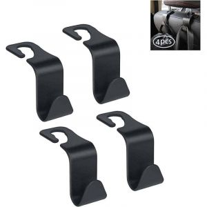 Paquet de 4 (noirs) crochets d'appui-t&ecirc;te de si&egrave;ge de voiture-crochets de sac d'organisateur de stockage de cintre de voiture pour sacs &agrave; main sacs &agrave;