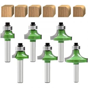 Lot de 6 Fraise Quart de Rond, Fraise Defonceuse 8mm, Fraise Defonceuse en Carbure Avec Roulement, Fraises à Rainurer pour Défonceuse, Fraises pour